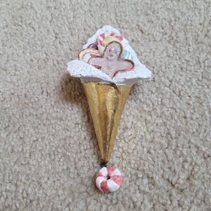 Department 56 Vintage Ice Cream Cone Christmas Ornament Gingerbread Man Candy
